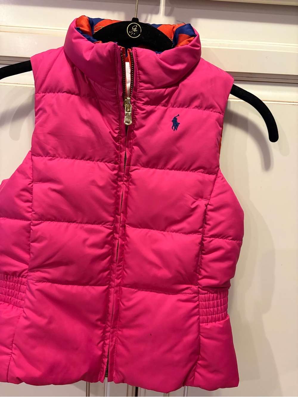 Ralph Lauren Girls Hot Pink Puffer Vest Size 6 with Navy Logo